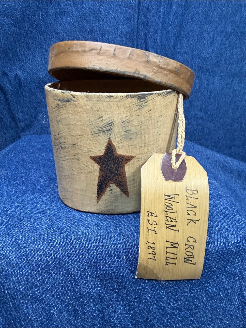 Stanley Cream Wooden Star Trinket Box with Natural Wood Lid
